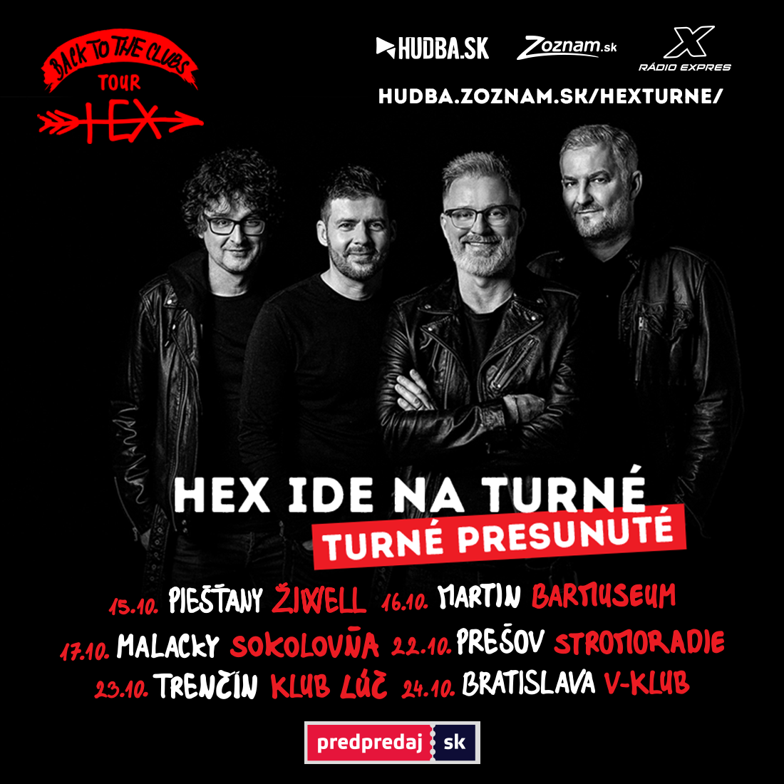Fanúšikovia rozhodli: Týchto šesť kapiel sa predstaví na  októbrovom klubovom turné skupiny HEX!