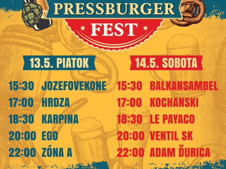 Bratislava má nový festival, 13. a 14. mája vypukne Urpiner Pressburger Fest!￼